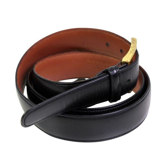 Trafalgar BLACK GENUINE LEATHER 1 1/8"Wd STITCH CASUAL DRESS BELT Sz 38/95 (F40 - Picture 6 of 15